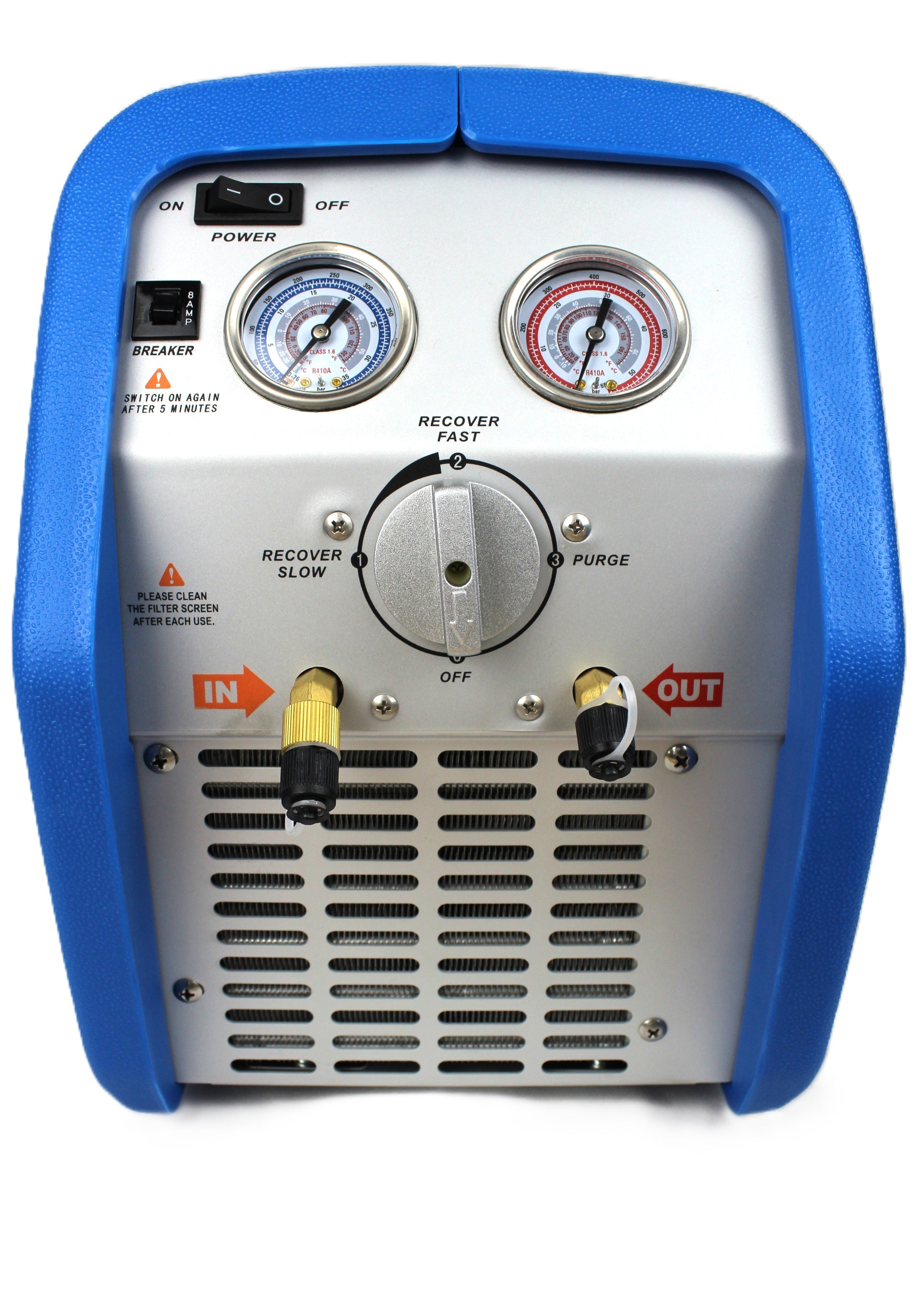 Rekuperator za freon RR500 - prednja strana profesionalnog HVAC uređaja
